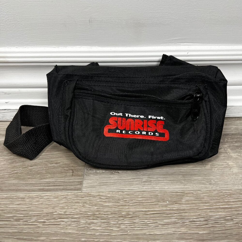 Vintage 90s Sunrise Records "Out There. First." Black/Red Fanny Pack